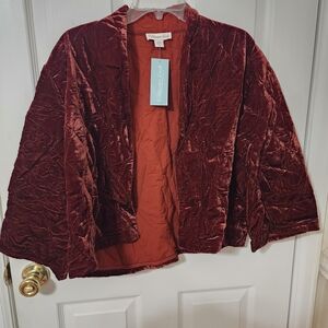 Coldwater Creek Velvet Jacket in Deep Red NWT Size XL